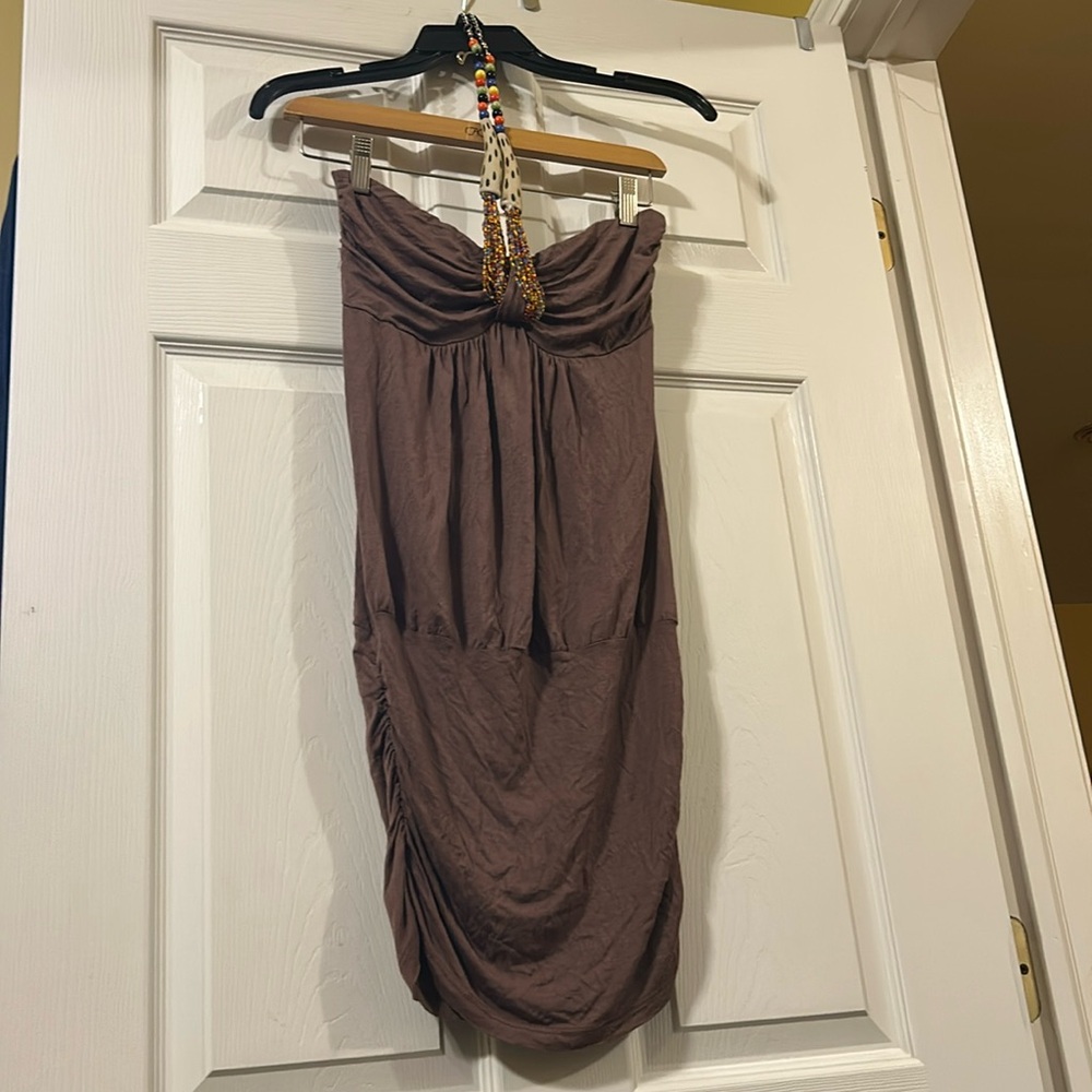 women’s mini dress with beads neck
